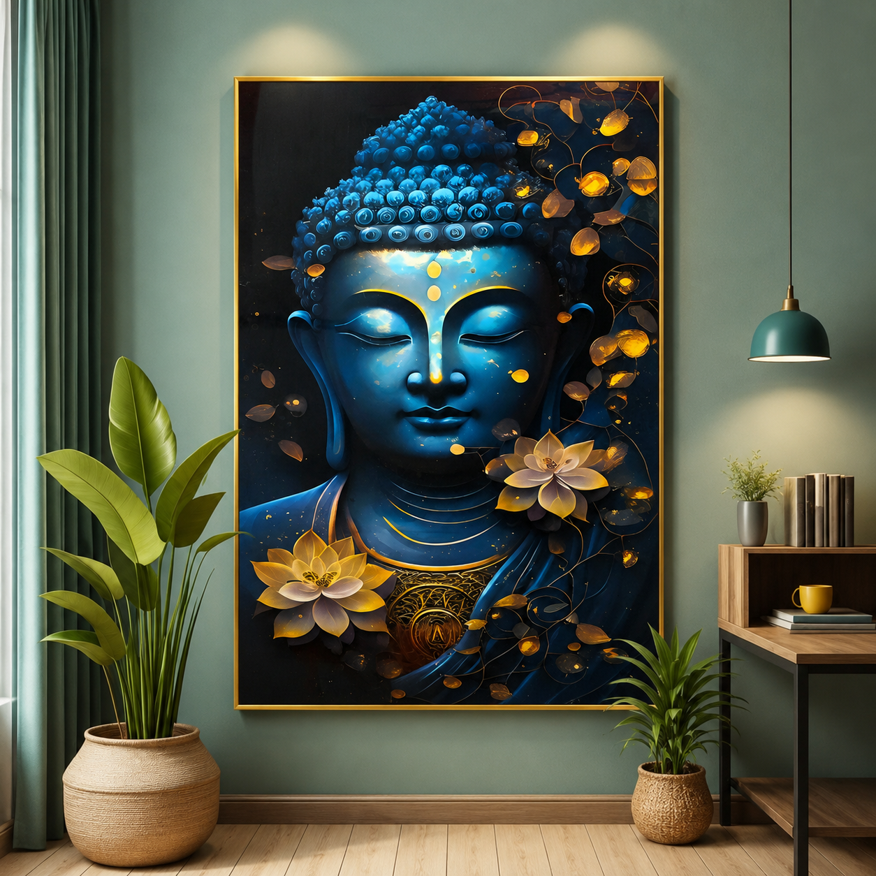 Golden Lotus Buddha Wall Art