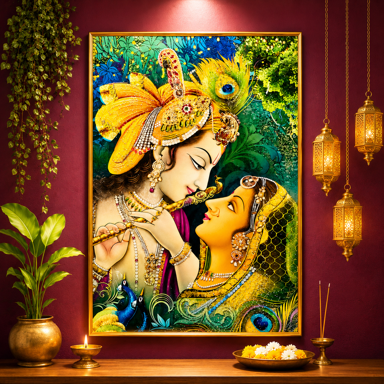 Divine Radha Krishna Wall Painting