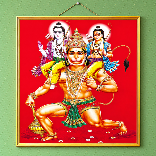Hanuman Carrying Lord Rama & Lakshmana Wall Art