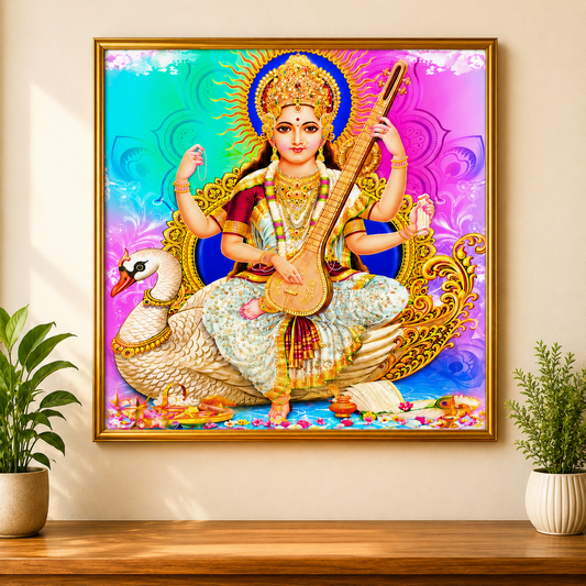 Goddess Saraswati Wall Painting