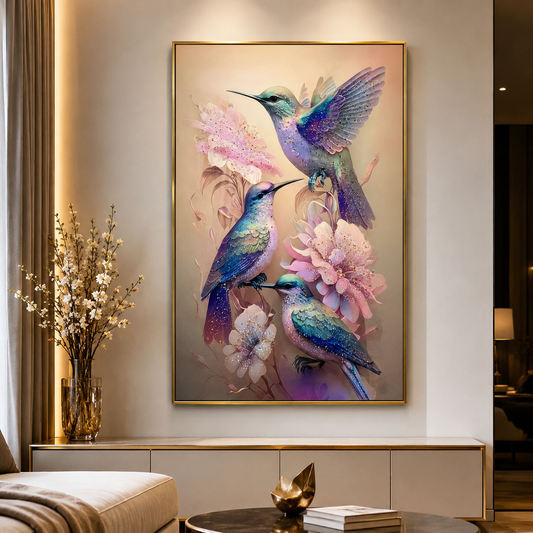 Beautiful birds with flowers wall painting