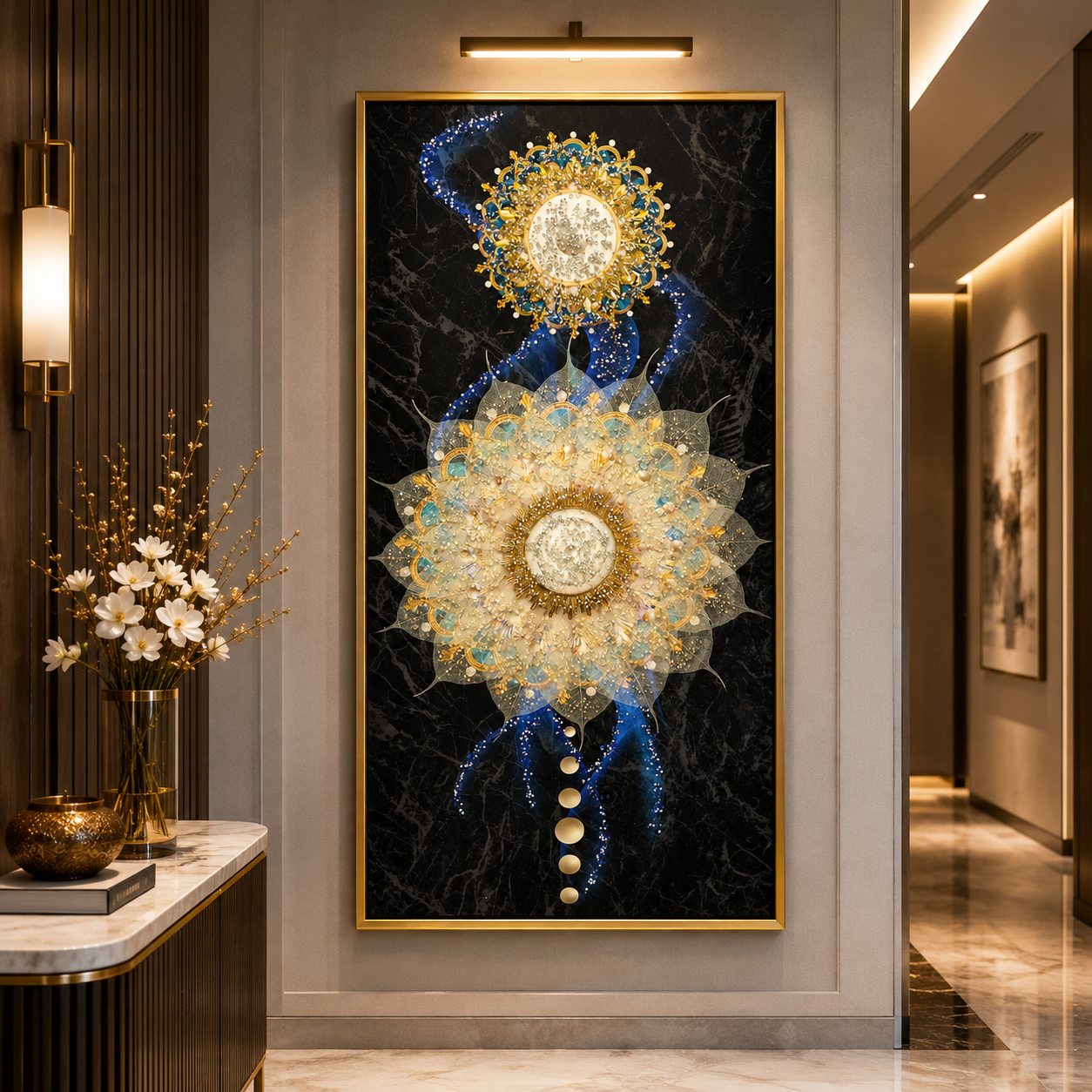 White flower scenery art