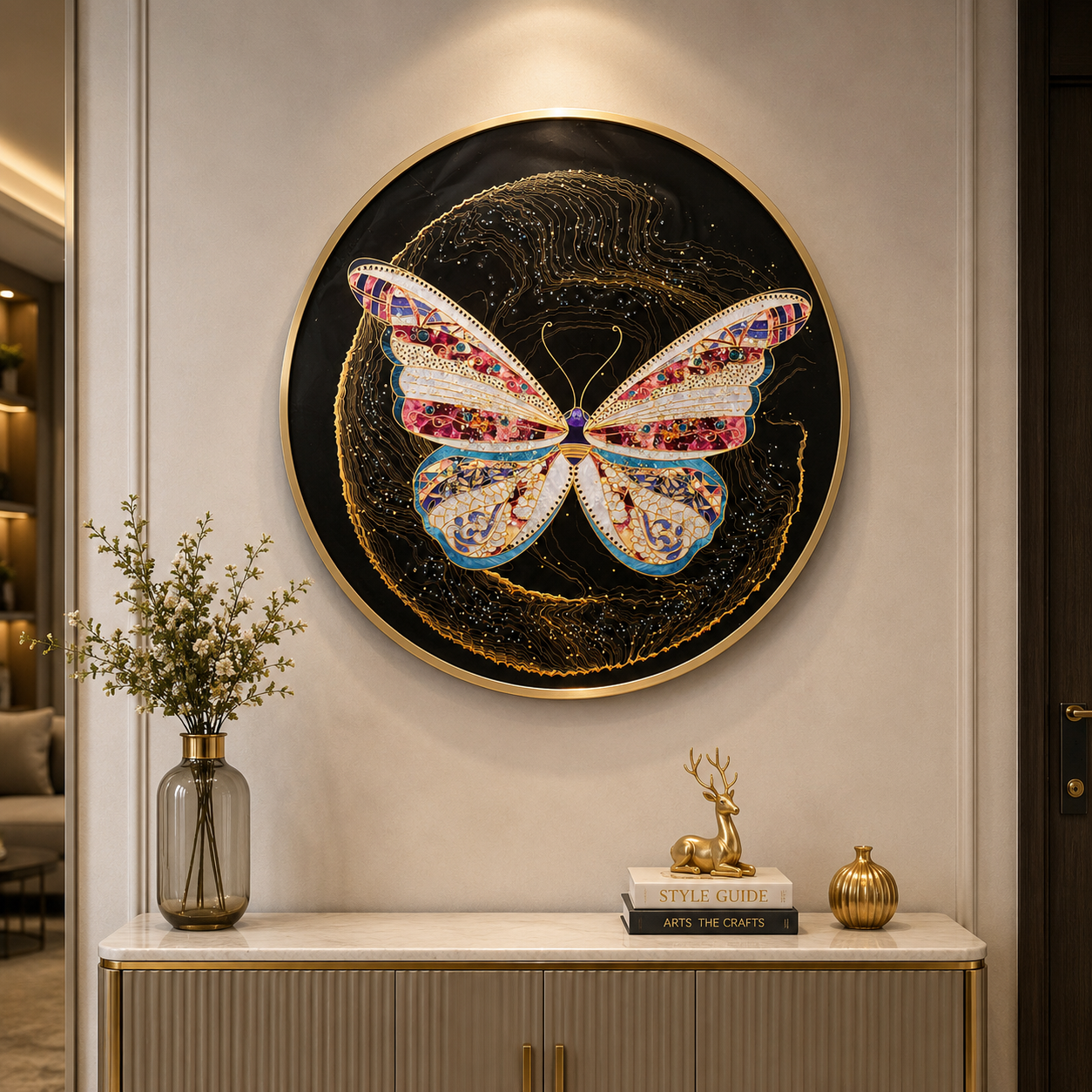 Butterfly round wall painting