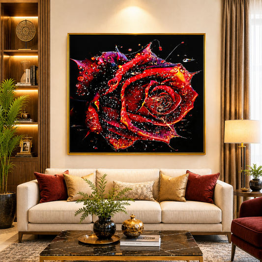 Luxury red rose wall painting