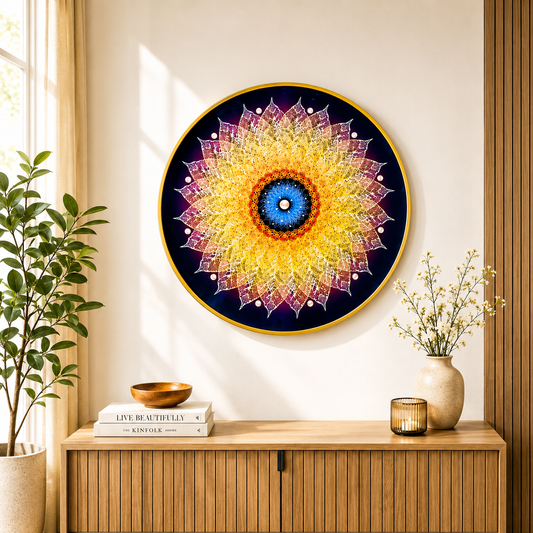sunflower art round painting