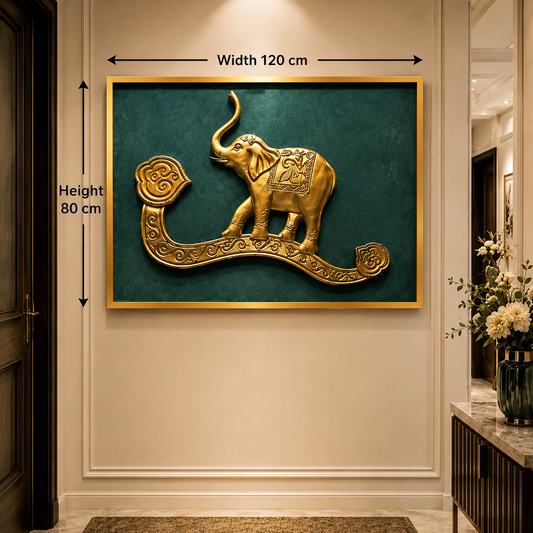 Golden Elephant Wall Art — 120 × 80 cm