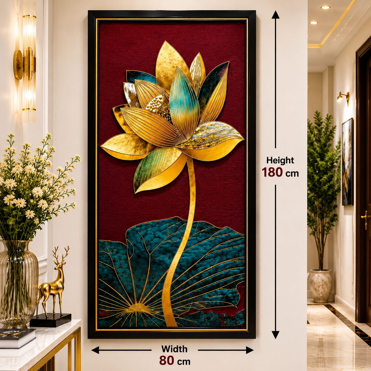 Golden luxury large lotus painting