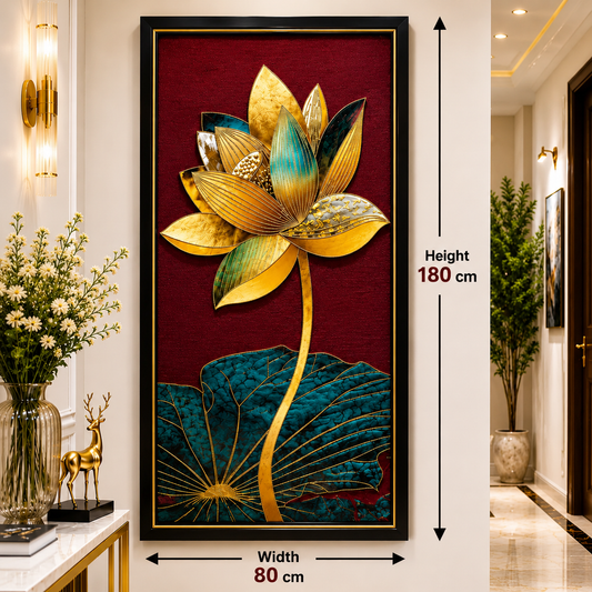 Golden luxury large lotus painting