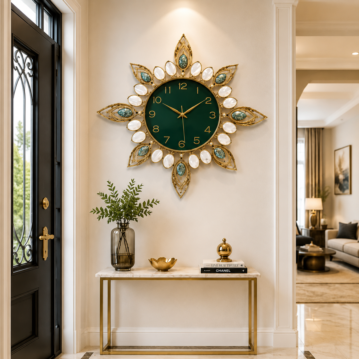 Elegant Green Decorative Wall Clock