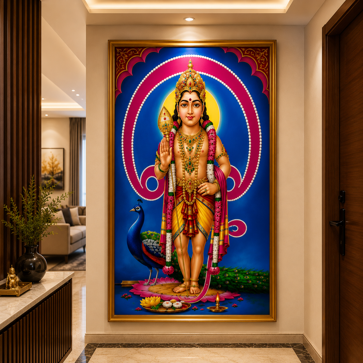 Lord Murugan Canvas Wall Art for Home & Temple Decor