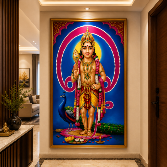 Lord Murugan Canvas Wall Art for Home & Temple Decor