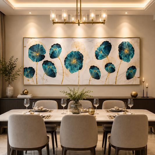 Blue Floral Canvas Wall Art