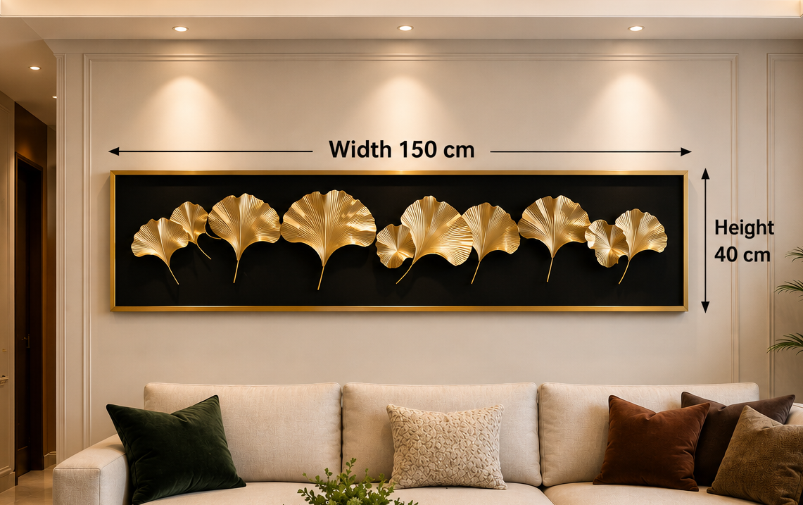 Golden leaves with dark background painting