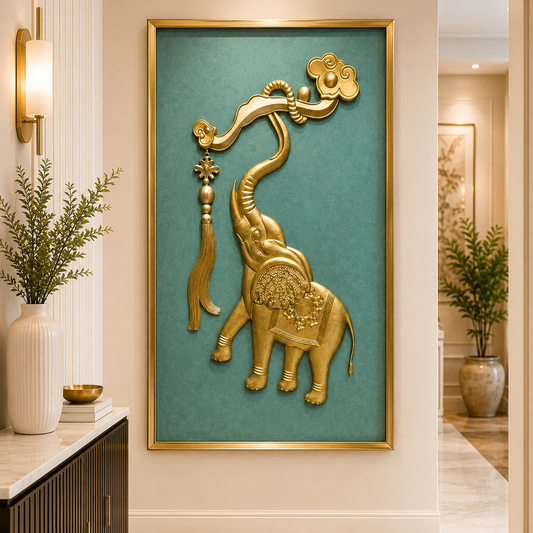 Golden Elephant canvas Wall Art