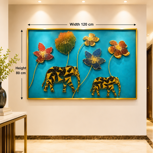 Elephant Wall Art with Floral Design